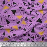 Soimoi Orange Pottom Poplin Fabric Dot, Zig Zag & Triangle Geometric Print Sheing Fabric Wide Yard