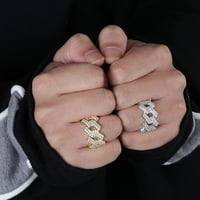 Златно сребро залесен кубински пръстен за мъже хип хоп prong настройка bling кубичен циркония пръстени пънк стил чар бижута подарък