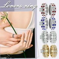 Keusn Inlaid Peach Heart Zircon Пълни диаманти Микроинградирани диаманти Модел Европейски и американска двойка пръстен