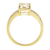 2. CT Brilliant Cushion Cut Clear Simulated Diamond 18K Yellow Gold Politaire с акценти пръстен SZ 8.5