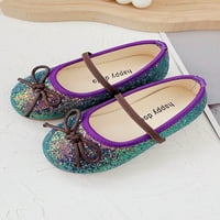Tenmi Girl Mary Jane Slip on Princess Shoe Glitter Flats Затворени пръсти Обувки Момичета неплъзгащи се леко тегло Purple 9c