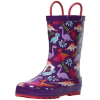 Landchief Toddler Rain Boots, Малки и големи деца водоустойчиви каучукови ботуши за момичета и момчета с печат на животни, лилав тигър, размер 8