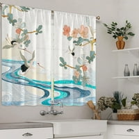 Goory кухненски завеси монтиране Fuji Decor Кратък панел флорален отпечатан спалня Топър за прозорец Завест