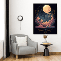 Лунно омагьосване - небесна луна магическа платна стена изкуство