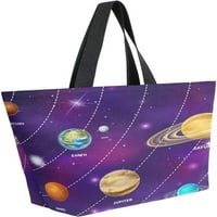 Ярки планети от слънчева система платно за тотална чанта с чанта за рамо за пазаруване за пазаруване чанта за многократна употреба на хранителни чанти