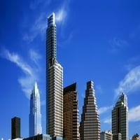 Изглед с нисък ъгъл на небостъргачи в град, Южен конгрес, Южен Конгрес Авеню, Остин, Тексас, САЩ за печат на плакат