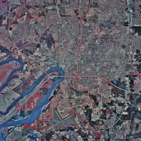 Сателитна гледка към Монтгомъри, Алабама, печат на плакати