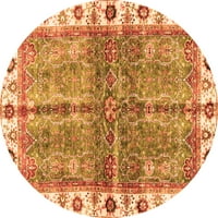 Ahgly Company Indoor Round Oriental Orange Traditional Area Rugs, 8 'Round