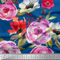 Soimoi Blue памучна патица плат листа и флорална печат от широка двора