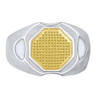 0. Карат кръгла форма Жълта естествен диамант Мъжки юбилеен пръстен 10k твърдо злато