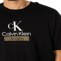 Калвин Клайн дънки подредени архивна тениска, черна