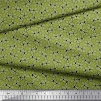 Soimoi Green Viscose Chiffon Fabric Periwinkle Floral Print Fabric по двор