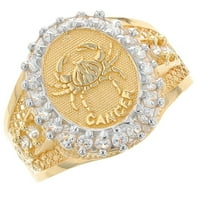 Jackani 10K Твърдо жълто злато CZ акцентира мъжки рак зодиакален пръстен