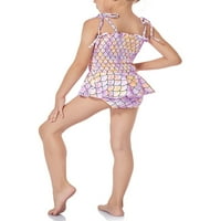 Glonme Kid Girl Swimsuit Бърз сух бански костюм без ръкави за безпроблемно плуване Две момичета удобни спагети каишка лека с прашка лилаво