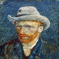 Винсент ван Гог . Ndutch художник. Автопортрет със сива филцова шапка. Масло върху платно, C1887. Печат на плакат от