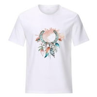 Небрежни върхове за жени Flower Dreamcatcher O-Neck Harajuku Streetwear Изрязани тениски бял XL