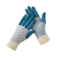 OAVQHLG3B ръкавици Зими за жени студ и ветроустойчив райета плюшена топла плетена ръкавици с пръсти Небрежни