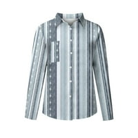 Мода женски бутон кариран карирана ревера дълги ръкави тениска блуза върхове