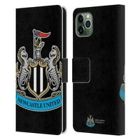 Дизайн на главни случаи Официално лицензирани Нюкасъл United FC NUFC Crest & Patterns Голяма кожена книга за портфейл за портфейл, съвместима с Apple iPhone Pro Max