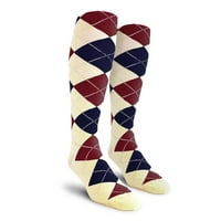Голф Knickers Цветни коляни с високо аргил памучен чорапи за мъже жени и младежи - Y: Natural Navy Maroon -Meens