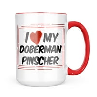 Neonblond обичам моето куче доберман Pinscher от Германия халба подарък за любители на чай за кафе