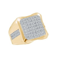 2. Карат кръгла форма бяла естествена диамантен клъстер Мъжки юбилеен пръстен 14K жълт златен пръстен размер-9.5