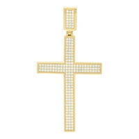 10kt двуцветни златни мъже жени кубичен циркония CZ Crucifi Cross религиозен чар висулка