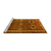 Ahgly Company Machine Pashable Indoor Rectangle Persian Yellow Traditional Area Cugs, 7 '10'