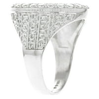 Jackani 10K бяло злато мъжки овални ореоли бели CZ първоначална буква h пръстен