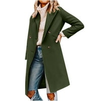 Binmer Winter Coat for Women Plus Size Solid Turndown Пазете топло еднократно палто на вятърни ветрове Anoraks