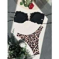 Жени леопардови превръзки секси бикини лицеви нотки с подплатени бански костюми бански костюми плажни дрехи