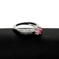 Uloveido бяло злато Crystal Promise годишнина розови CZ пръстени за момичета жени сватба y027-pink-8