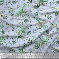 Soimoi Grey Moss Georgette Leaves Leaves, Berries & Clematis Floral Printed Later Wide