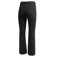 Дамски Жан небрежен твърд цвят нисък талия разтягане свободни прави дълги панталони за жени