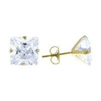 14k жълто злато Unise Princess Cut CZ Cubic Zirconia симулиран диамантен родов тласък за връщане на обеци бижута подаръци за wo
