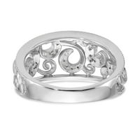 Солиден 14k бял златен диамант сватбена лента с размер на пръстена