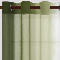Yipa Olive Green Sheer Urtains дълги за спалня комплект панели Grommet Ombre Gradient Window Voile Tulle Drapes Полу чисти за момичета декор за стая