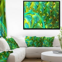 Жизнено зелено фрактално цветна модели „Големи абстрактни рамки на платно изкуство
