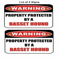 2-броя предупредително свойство, защитено от знака за ламинирано куче на басет