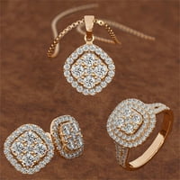 Ausyst Nacklace for Women Ladies Fashion Diamond Ring Обеци от колие три части бижута за жени в продажба Разчистване