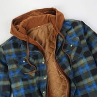 Sksloeg Winter Coats for Men Fashion Teavy Dest Plaid Jacket Sherpa Fleece Подплатени качулки за мъже, цип зимно топло палто, изпушено по -биволски цип с джобове, кралско синьо 3xl