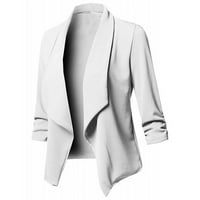 Drpgunly женски блейзери и костюми якета жилетка дамско палто отворено дълго яке предни твърди ръкав Небрежен женски палто блейзър якета за дамски върхове бял XL
