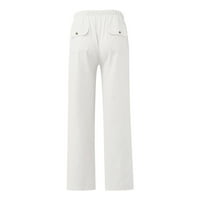 Sngxgn Мъжки панталони Мъжки комфорт разтягане Classic Fit Flat Front Cargo Pant - редовен и голям бял XL