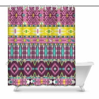 Цветна ацтекска геометрична завеса за душ за баня