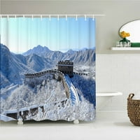 Естествен пейзаж Китай страхотна стена тъкан душ завеса водоустойчив печат за баня за баня за украса на баня с куки