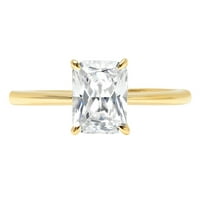 1. CT Radiant Cut истински истински естествен диамант VS1-VS I-J 18K Жълто злато пасианс обещава сватба Декларация Дизайнер Размер на пръстена 10.5