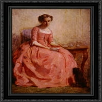 Момиче в розова рокля, четене на рокля, с куче черно богато украсено платно от платно от Чаплин, Чарлз