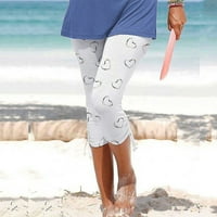 PBNBP Женски летен флорален принт Капрос Дръпване на мек плаж Изходни гамаши Капри панталони за жени, подрязани плюс размер на гамаши от капри флорален каприс