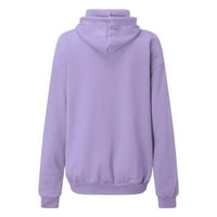 Cuhas суичър за жени дамски върхове модни печат с уплътняващи се свободни ежедневни пуловер с дълги ръкави дамски качулки лилаво m