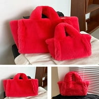 Жени тотални чанти уютни fuffy fau fur plush модерна чанта за рамо ватирана небрежна мека чанта чанта чанта